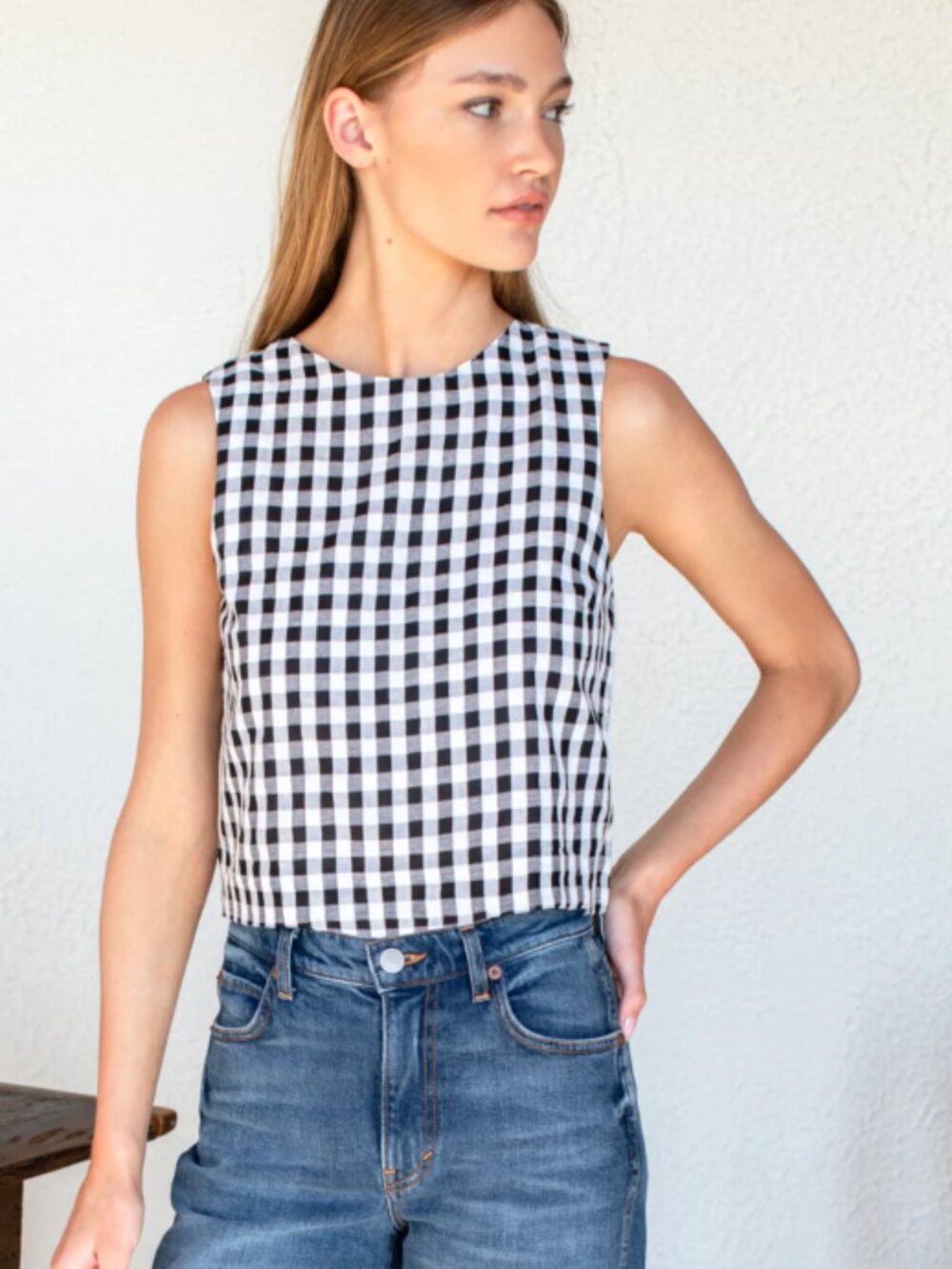 Emerson Fry Studio boxy top - black and white gingham - organic cotton - Picture 5 of 10